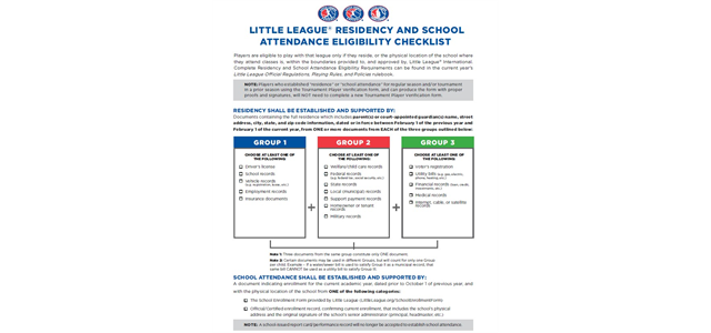 Little League Residency Requirements
