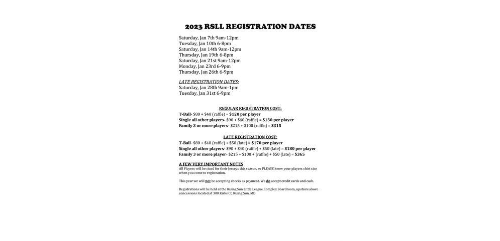 2023 Registration Dates 